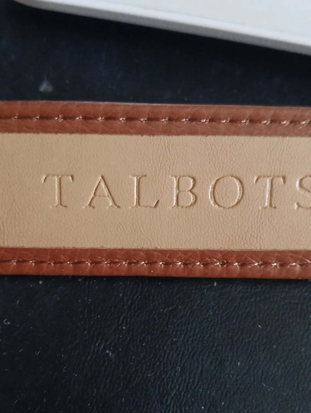 Talbots Belt Hybrid Fabric And Leather Hounds tooth Plaid Gold Tone Hardware XL